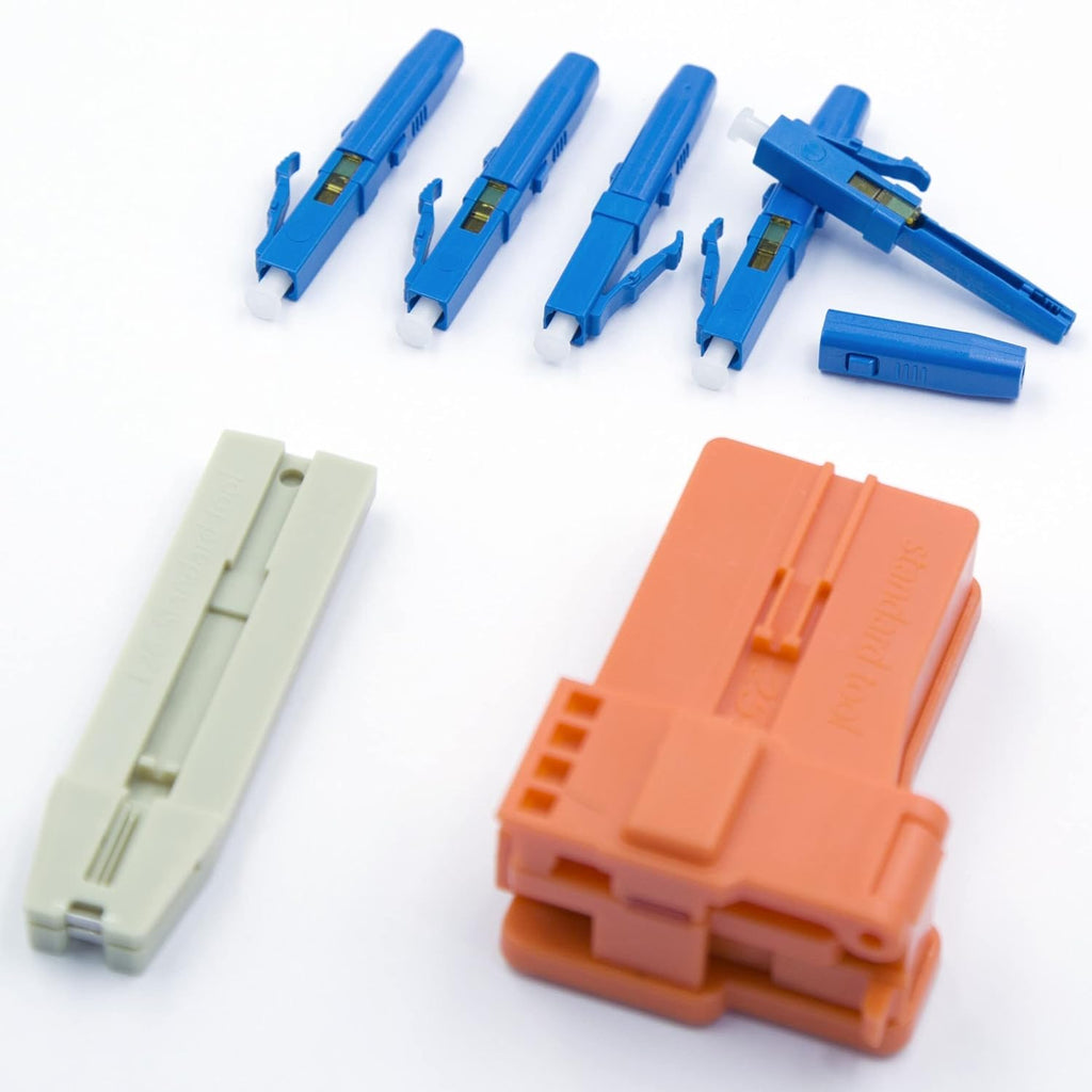 10pcs LC UPC Fiber Optic Quick Connector with Matched Tools, Single Mode 9/125 for 900um Cable M474831