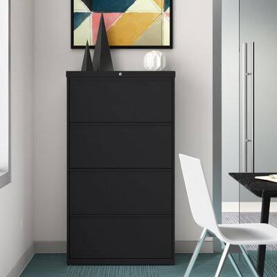 Black 4-Drawer Lateral Filing Cabinet J6118