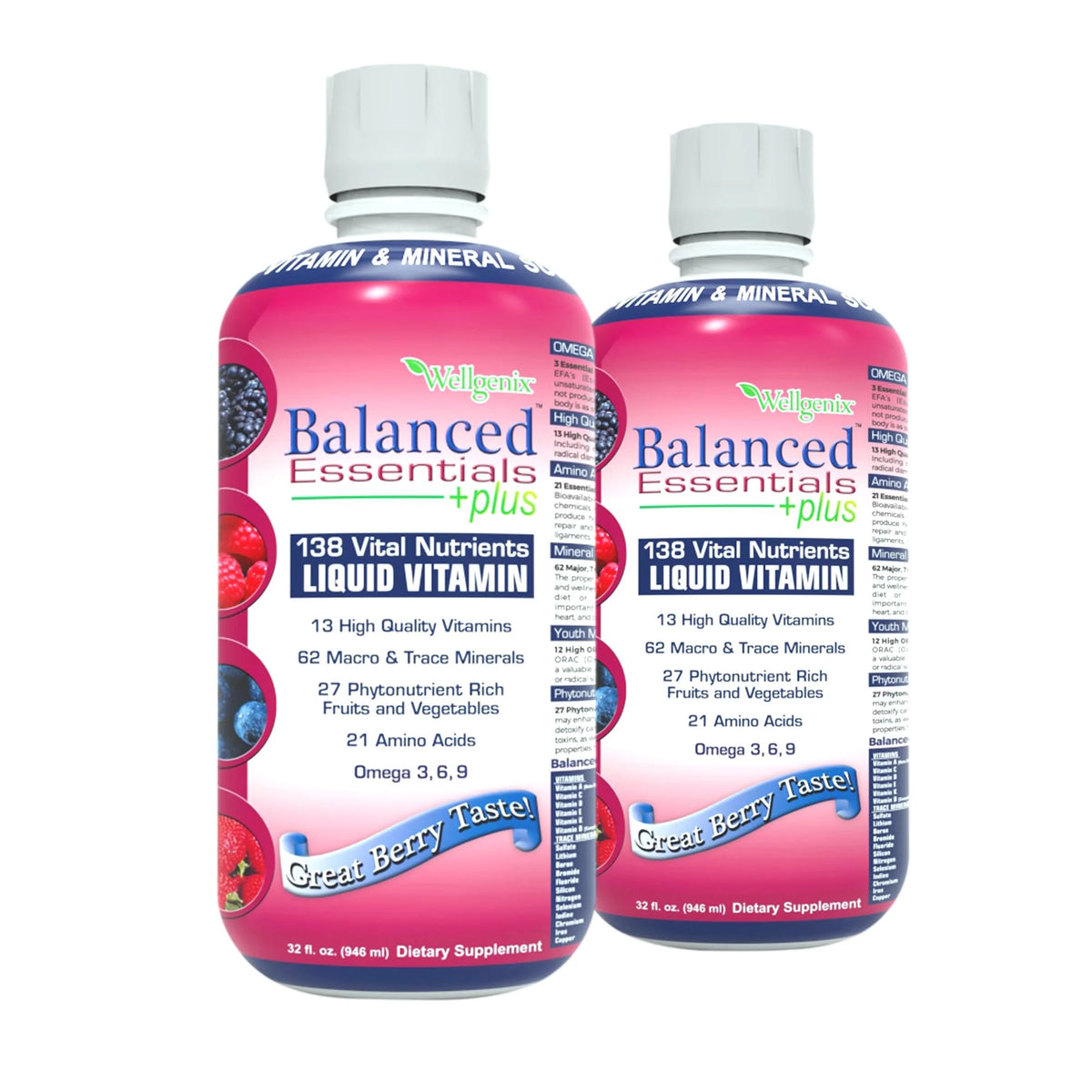 2 Pack Natural Liquid Nutritional Supplement Vitamin 32 Ounces Very Berry Z795679