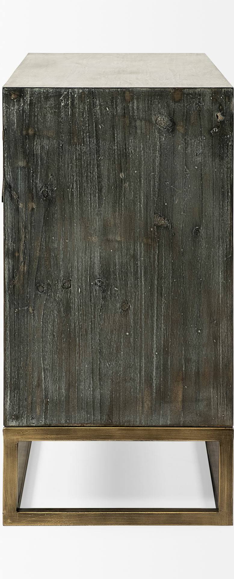 Solid Wood and Brass 3 Drawer Cabinet in Brown N510