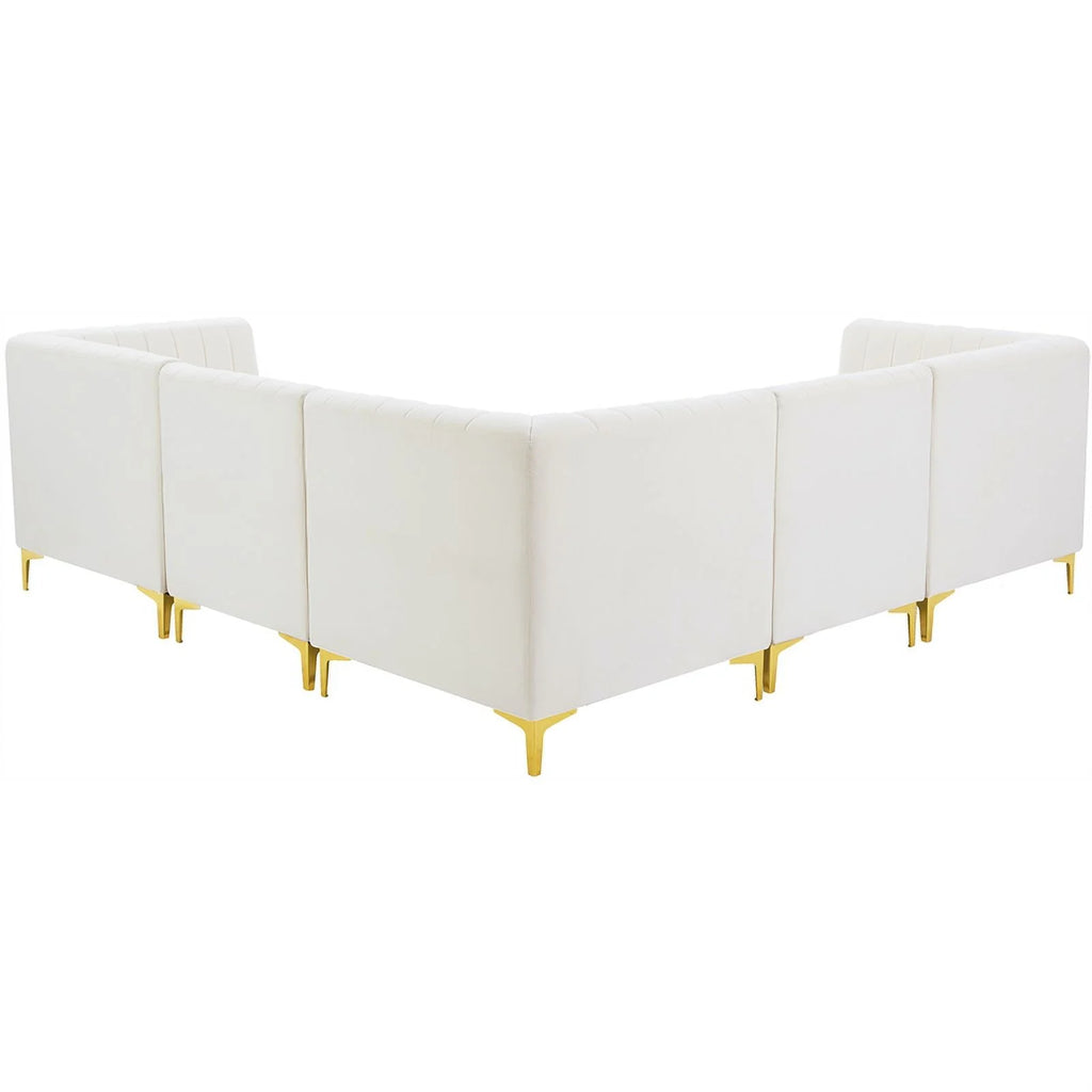 Cream Velvet Modular Sectional V260382
