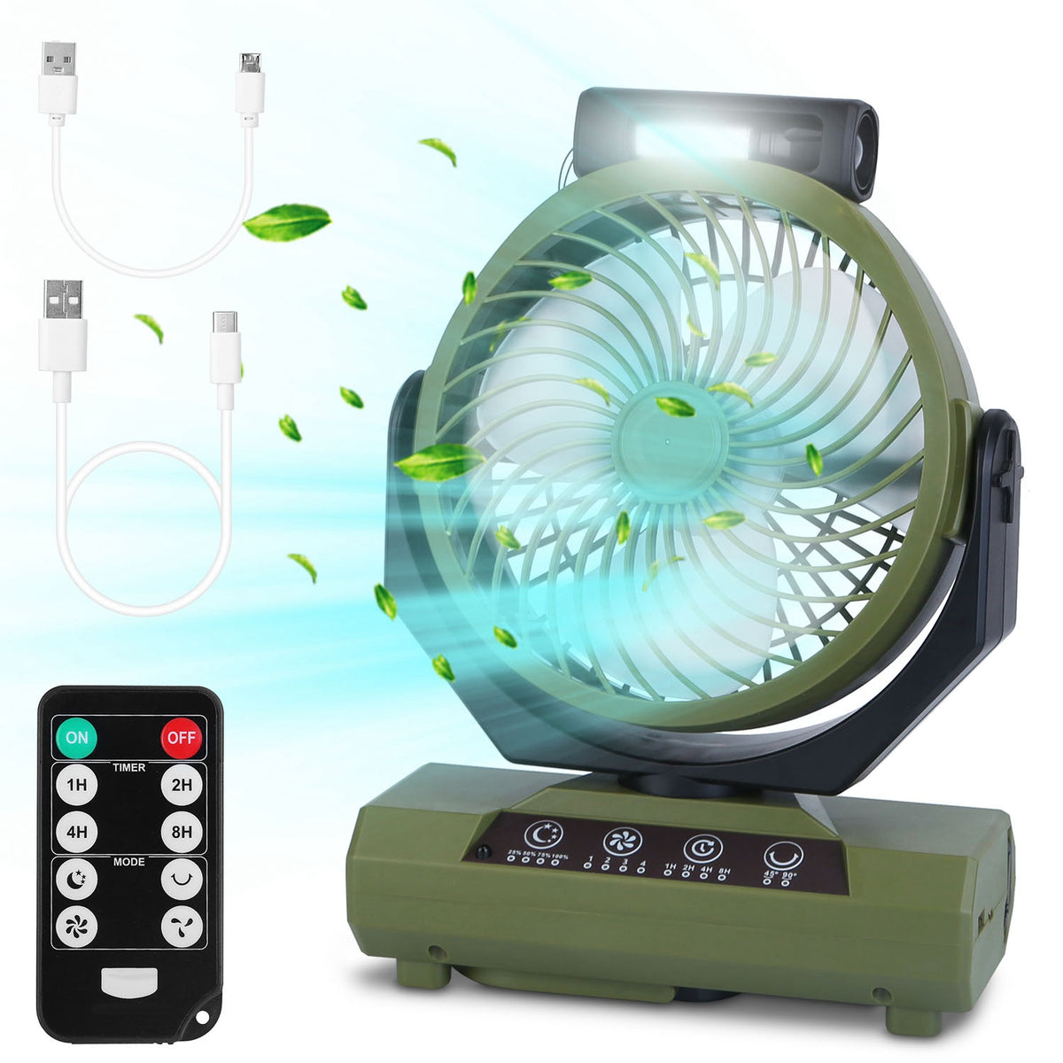 Portable Rechargeable Camping Fan with Flashlight Power Bank N481