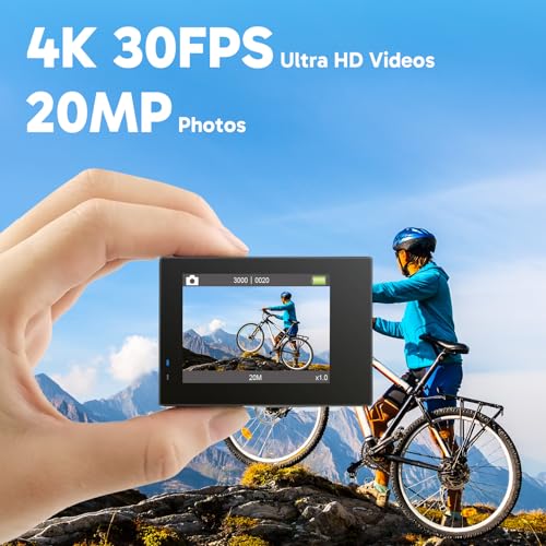 4K 30fps 20MP Waterproof Action Camera with 64GB MicroSD Card L227
