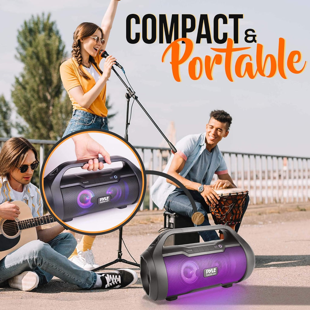 500W 2.0CH Portable Bluetooth Boombox Speaker with AUX Input, USB, SD, FM Radio, 3" Subwoofer, Voice Control, Pack of 2 Z497612