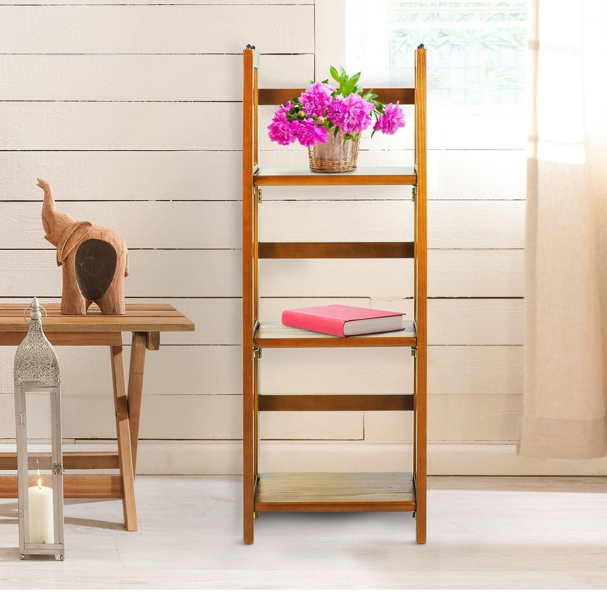 White 3-Shelf Folding Bookcase M62367