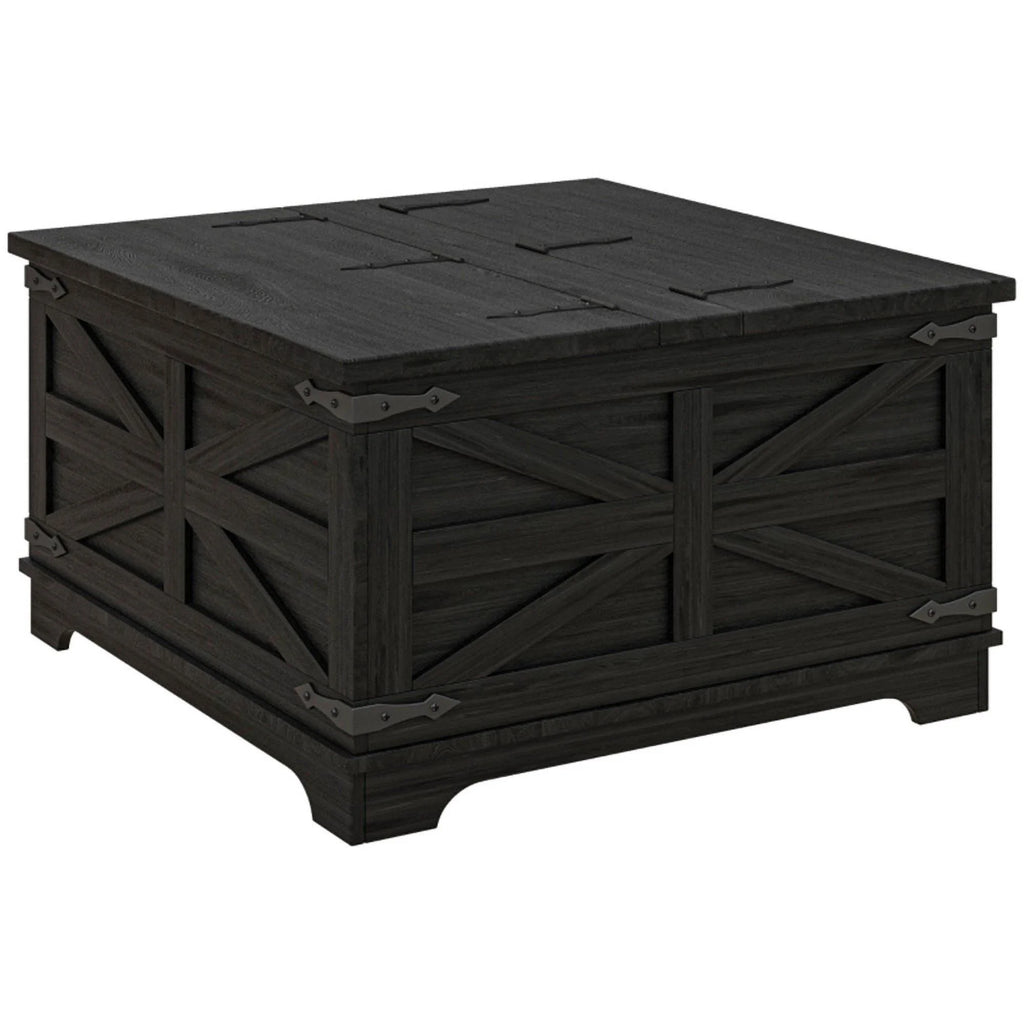 Black Square Coffee Table with Flip Top Storage M521