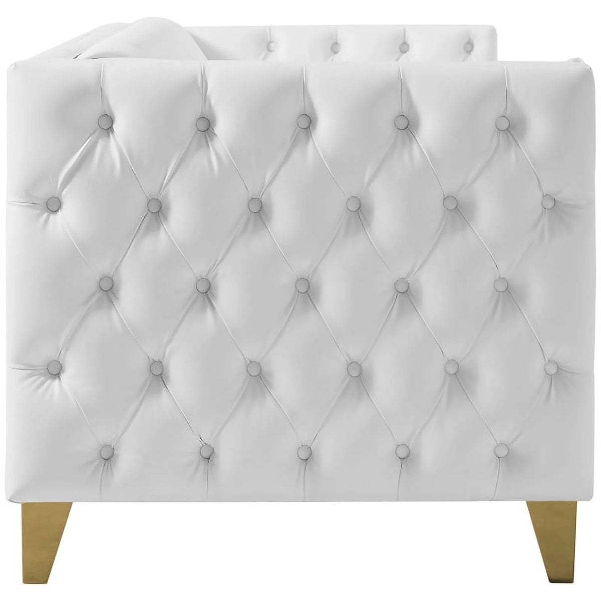 White Faux Leather and Iron Sofa G2625