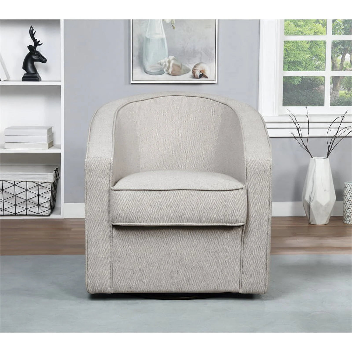 Gray Zig Zag Fabric Swivel Chair R6663