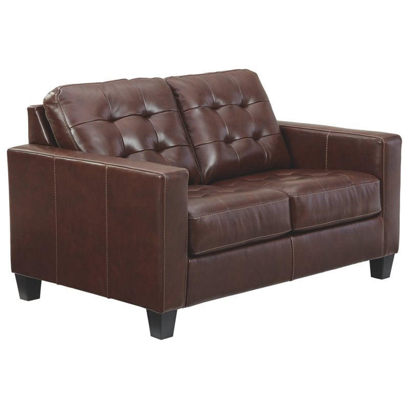 Walnut Leather Loveseat B6989