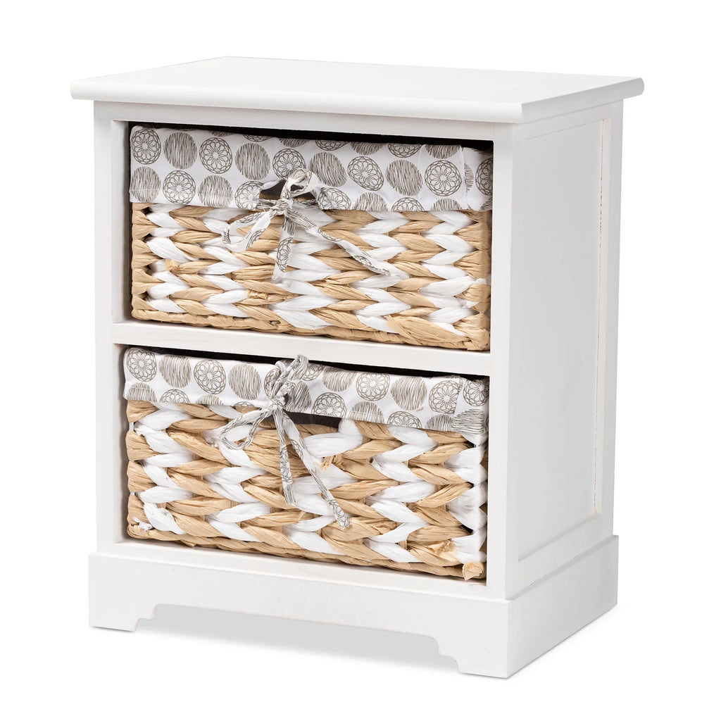 White Wood 2-Basket Storage Unit V521