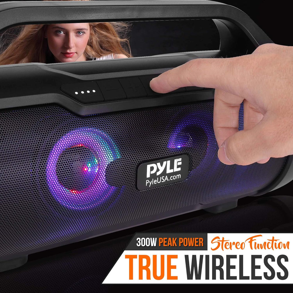 500W 2.0CH Portable Bluetooth Boombox Speaker with AUX Input, USB, SD, FM Radio, 3" Subwoofer, Voice Control, Pack of 2 Z497612