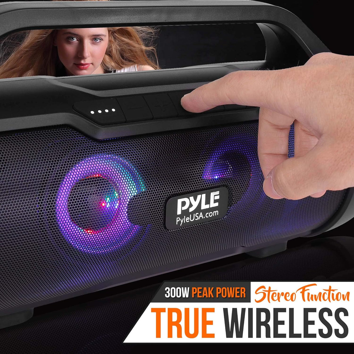 500W 2.0CH Portable Bluetooth Boombox Speaker with AUX Input, USB, SD, FM Radio, 3" Subwoofer, Voice Control, Pack of 2 Z497612