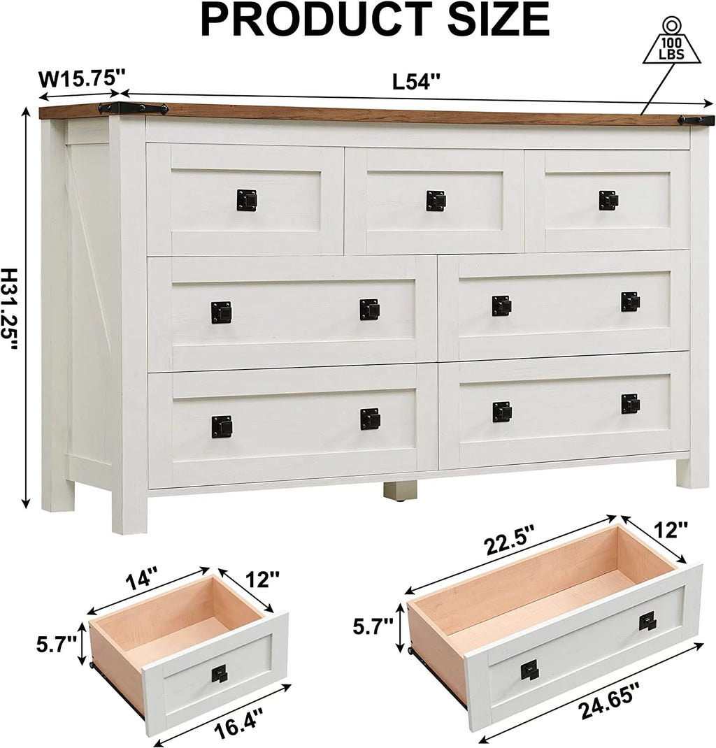 Light Rustic Oak 7 Drawer Dresser Storage Cabinet K29519