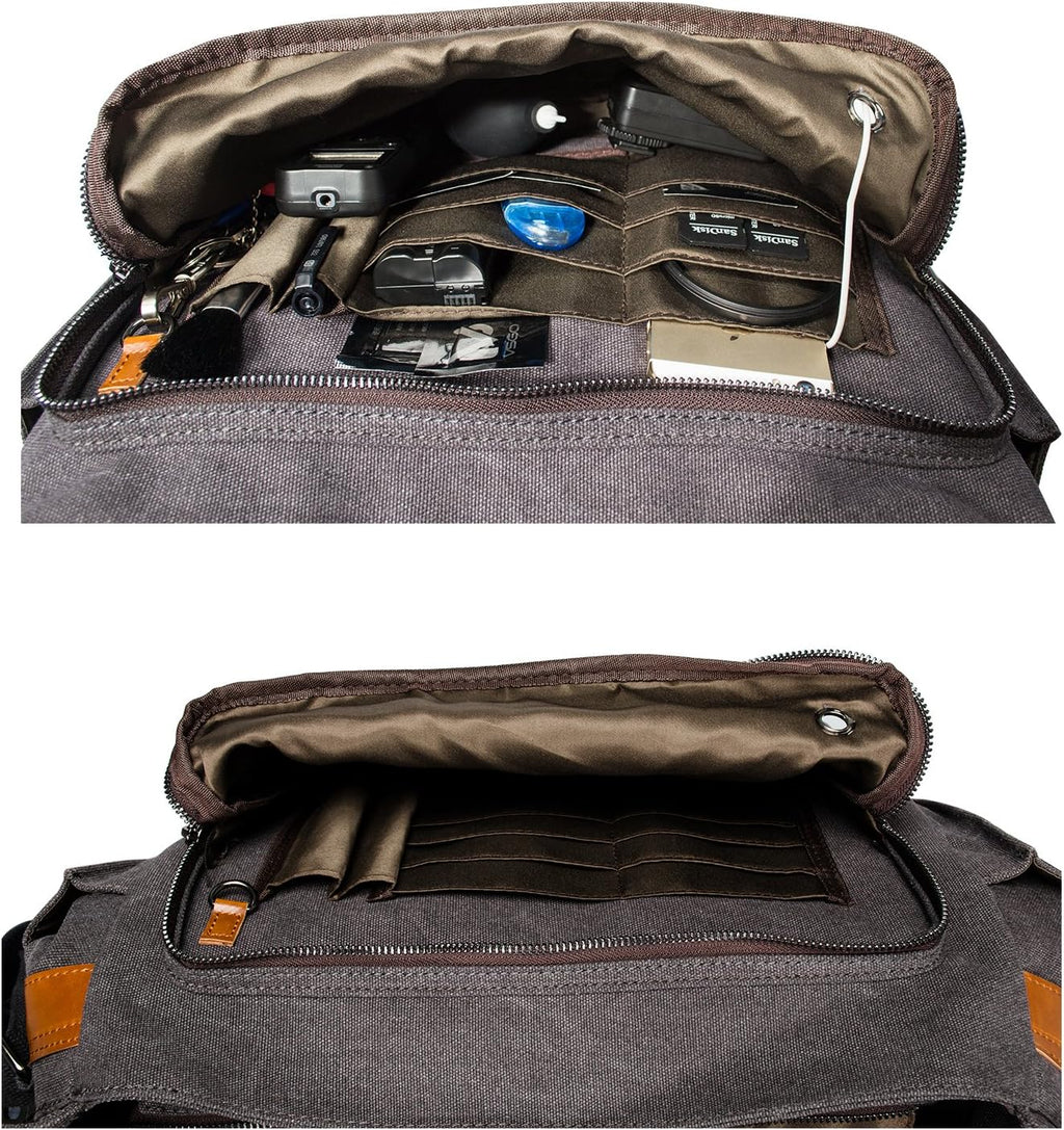 Canvas Messenger Bag with Camera Insert Sleeve A1404