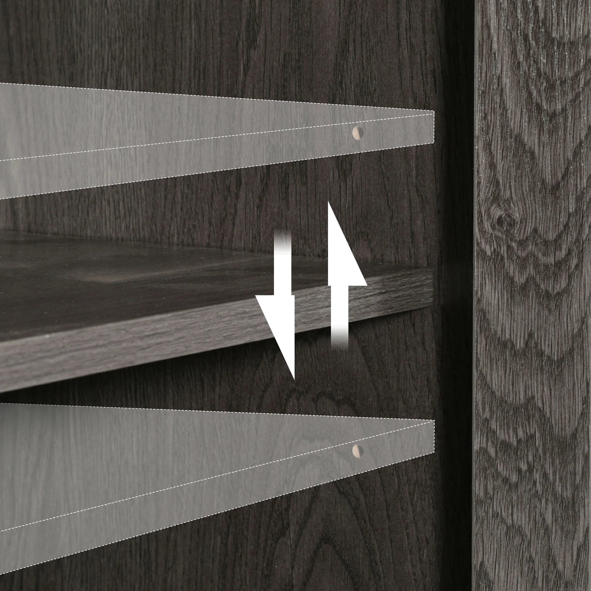 Gray Wood Acrylic Glass Sideboard Cabinet with LED Light E309238