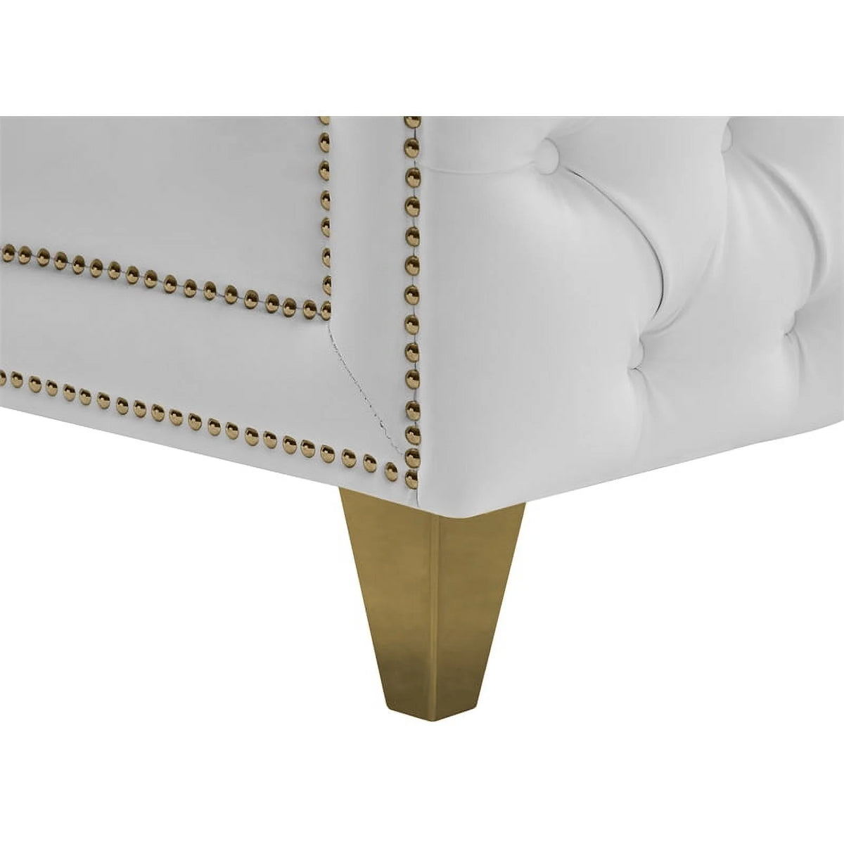 White Faux Leather and Iron Sofa G2625