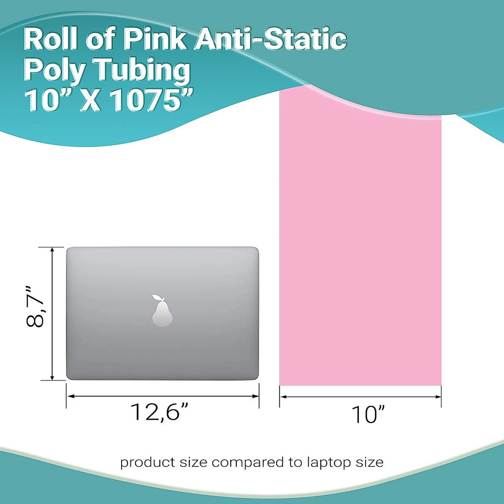 Pink Anti-Static Poly Tubing 10 X 1075 4 mil U302059