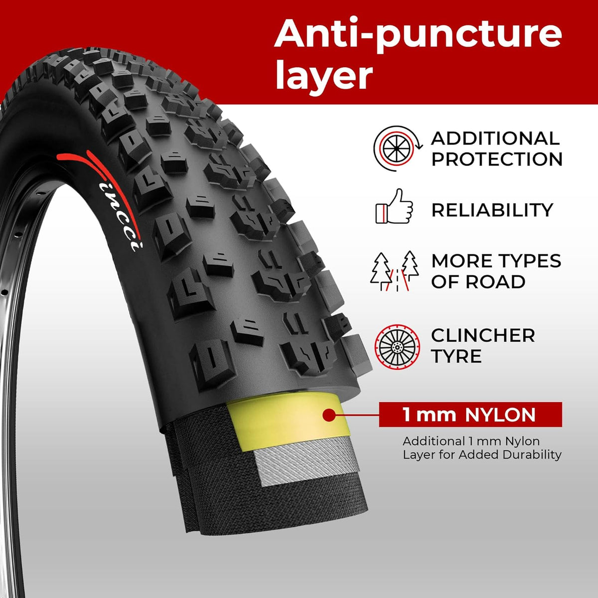 Pair 27.5 x 2.25 Inch Foldable 60 TPI All Mountain Enduro Tires with Nylon Protection X9301