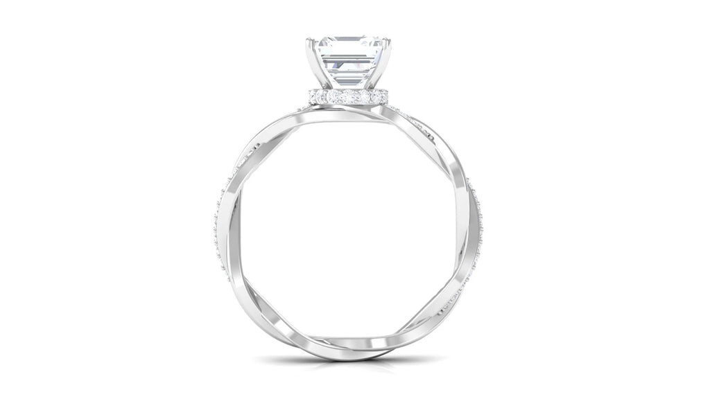 Asscher Cut Moissanite Solitaire Ring, 8 mm, 10K White Gold, US 3.00 R93946