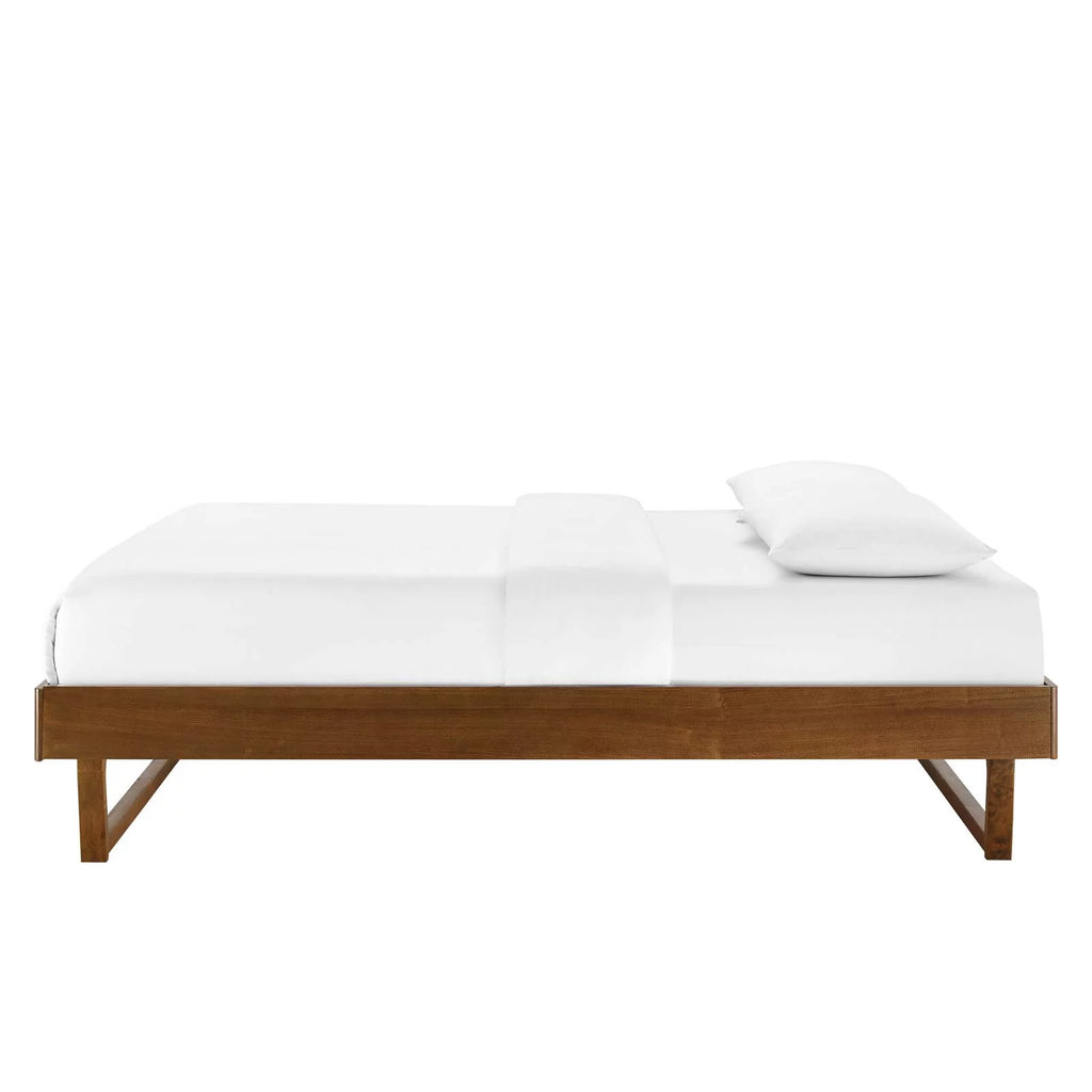 King Size Brown Walnut Wood Platform Bed Frame B736836