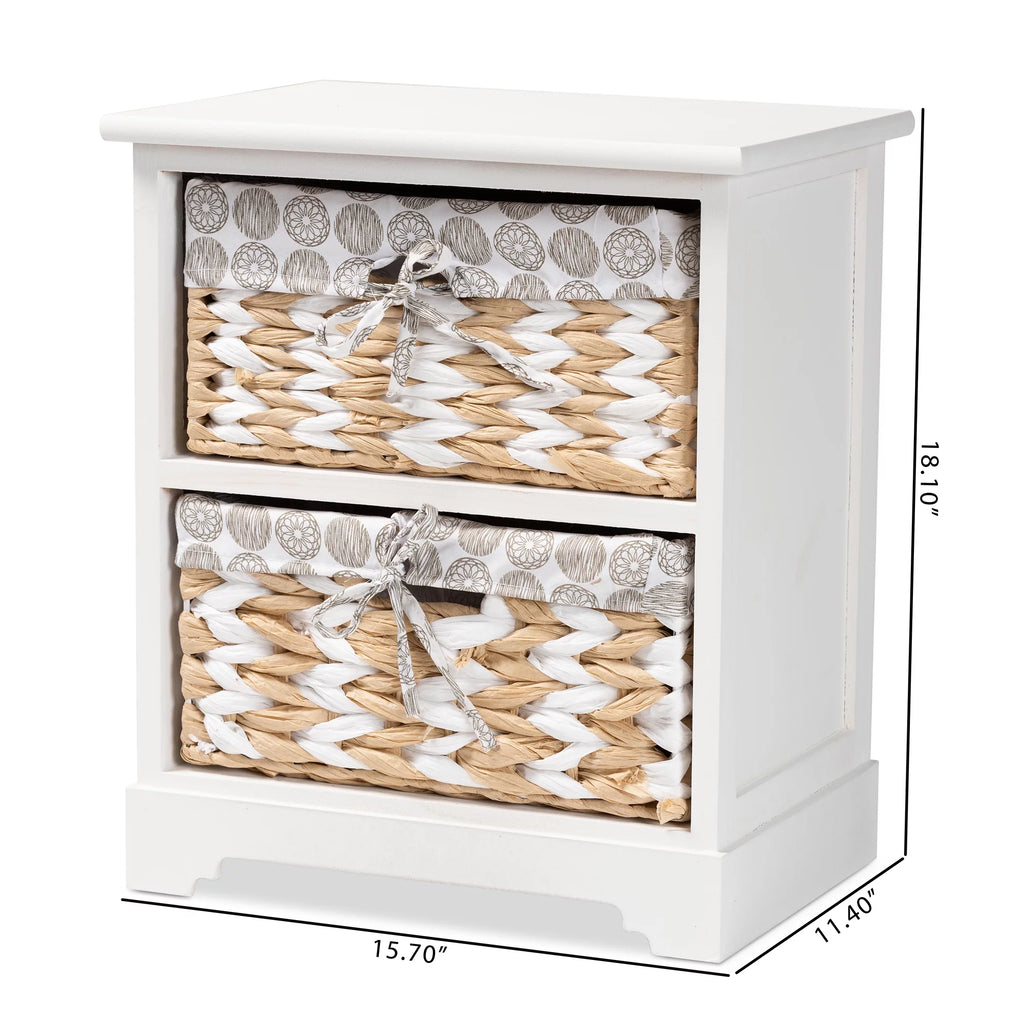 White Wood 2-Basket Storage Unit V521