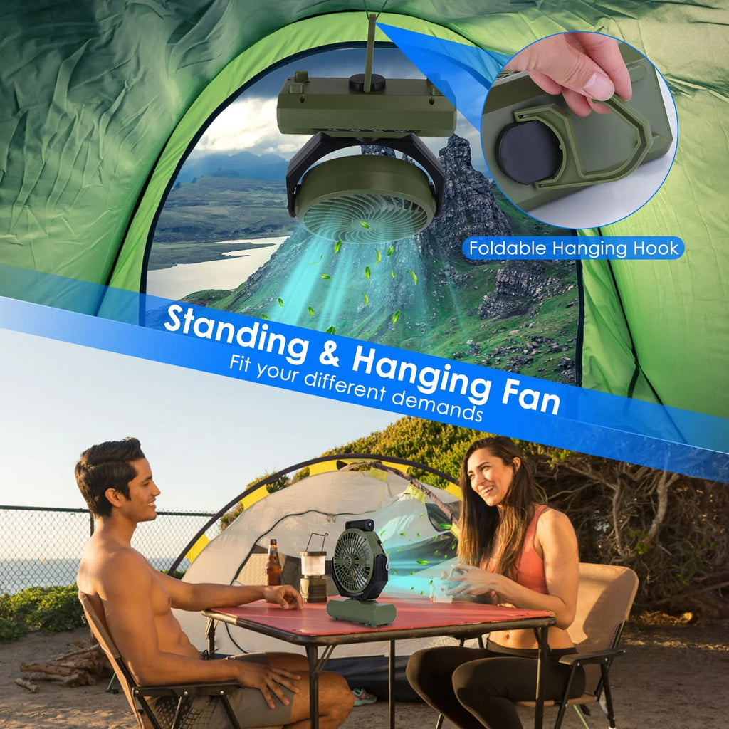 Portable Rechargeable Camping Fan with Flashlight Power Bank N481