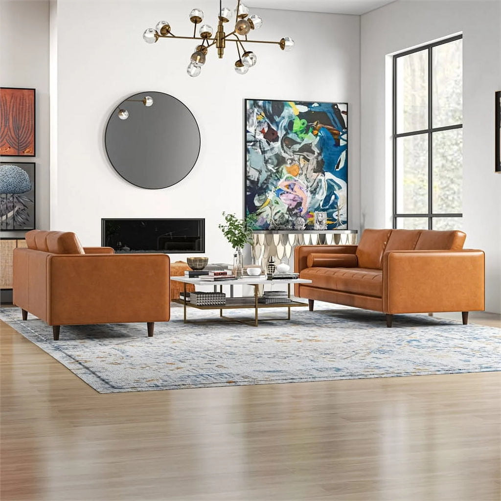 Tan Leather Sofa Set of 2 G27950