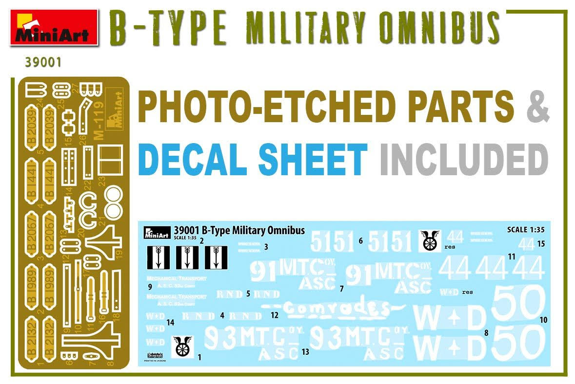 1/35 Scale B-Type Military Omnibus Model Kit W99411