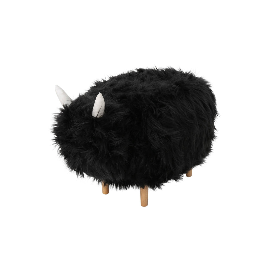 Black Furry Yak Ottoman Y687848