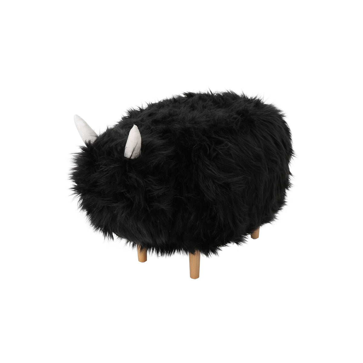 Black Furry Yak Ottoman Y687848