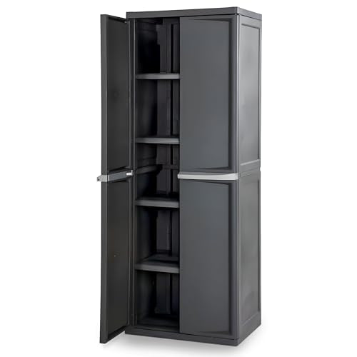 4 Shelf Lockable Plastic Storage Cabinet H7443