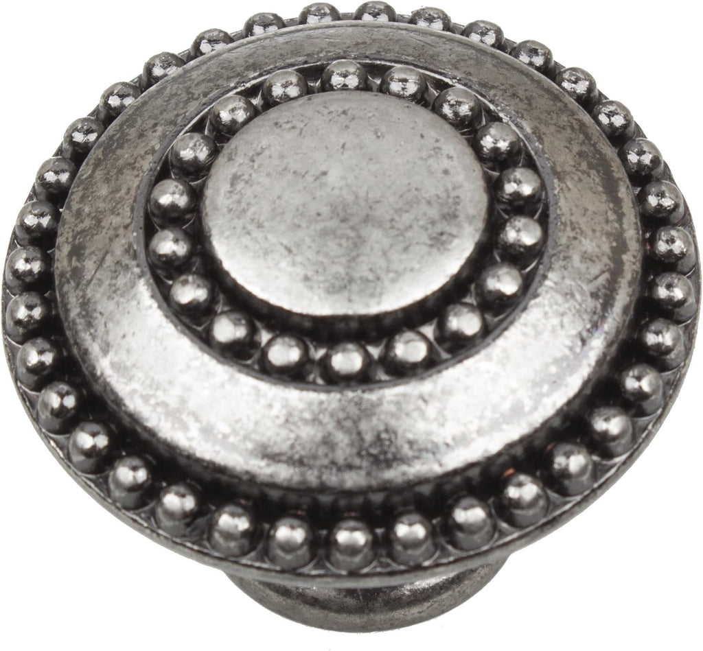 25 Pack Matte Black Round Double-Ring Beaded Cabinet Knobs C659