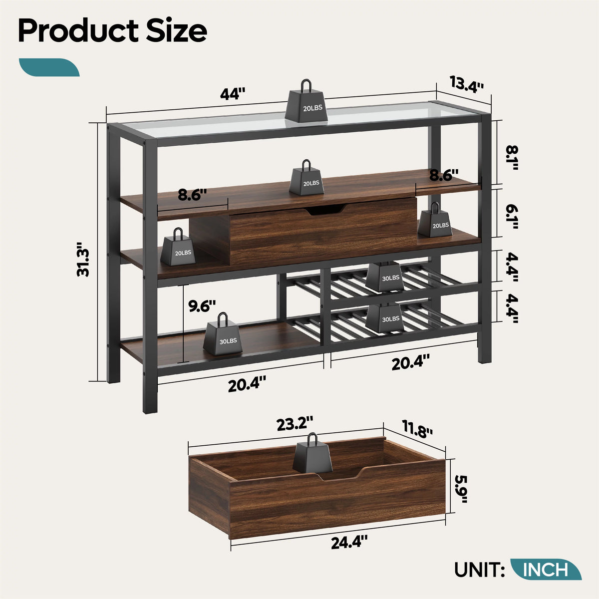 Glass Top Console Table with Wine Rack & Storage Cabinet F2727