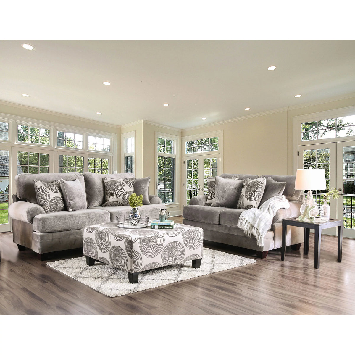 Gray Fabric Sofa with Pillows E641667