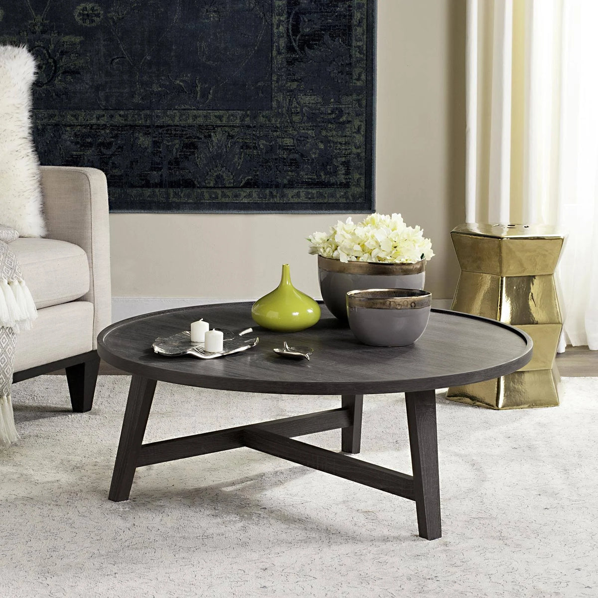 Dark Grey Retro Wood Coffee Table C305026