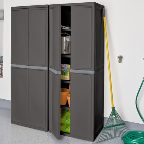 4 Shelf Lockable Plastic Storage Cabinet H7443