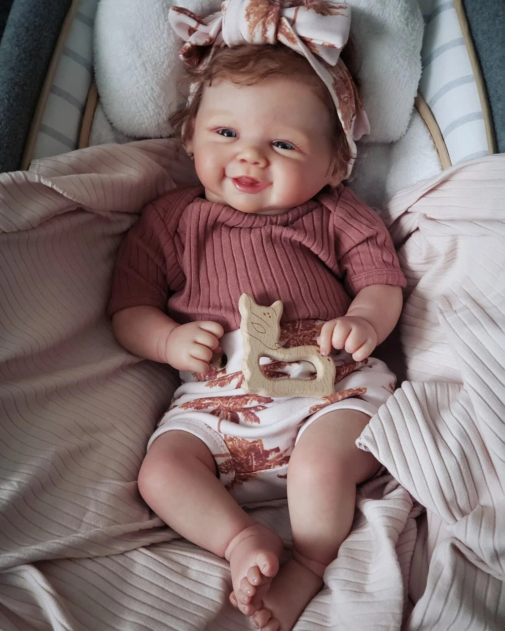 18 Inch Hand Made Painted Smile Newborn Baby Doll Toys X60498