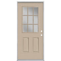 36 in. x 80 in. 9 Lite Painted Smooth Fiberglass Prehung Front Door P58345