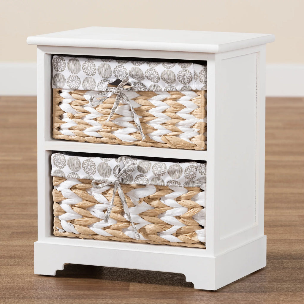 White Wood 2-Basket Storage Unit V521