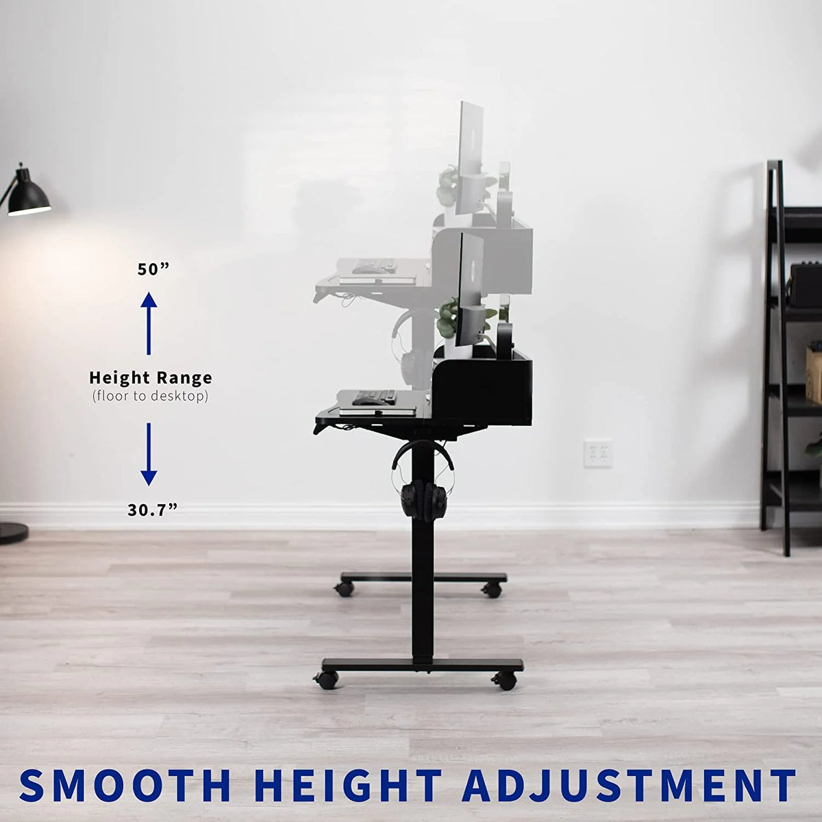 Height Adjustable 60 X 24 Inch Standing Desk with Storage Drawers P997733