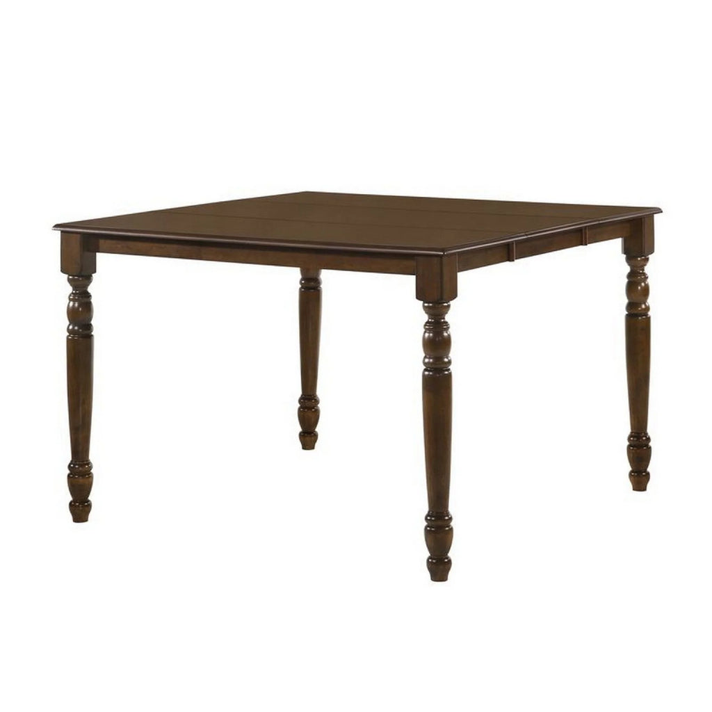 54 Inch Extendable Walnut Brown Square Counter Height Dining Table C2974
