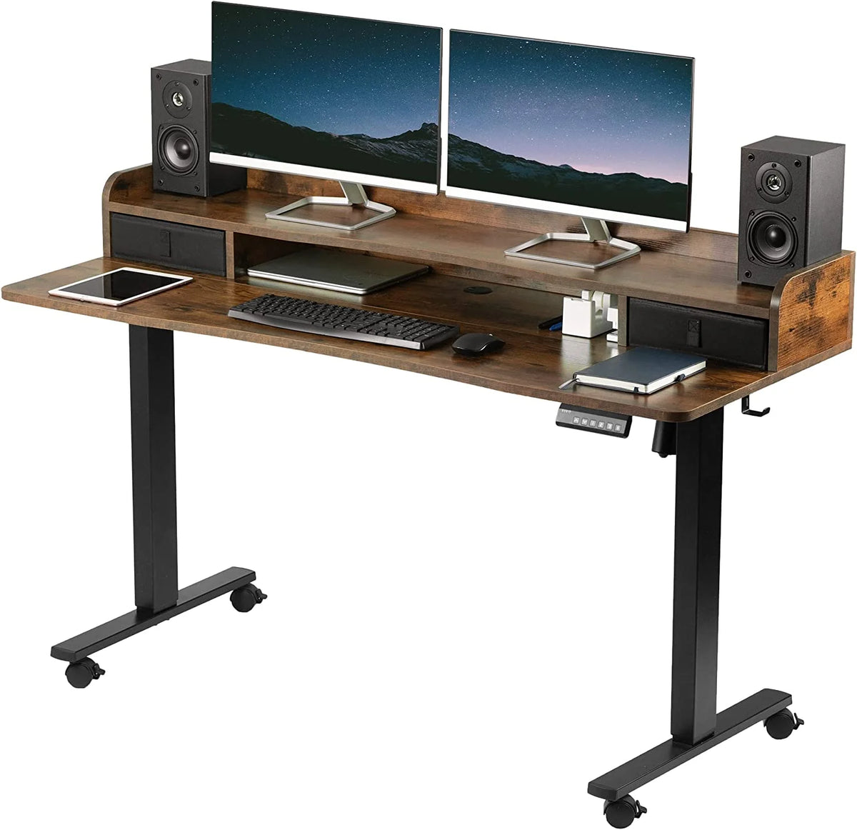 Height Adjustable 60 X 24 Inch Standing Desk with Storage Drawers P997733