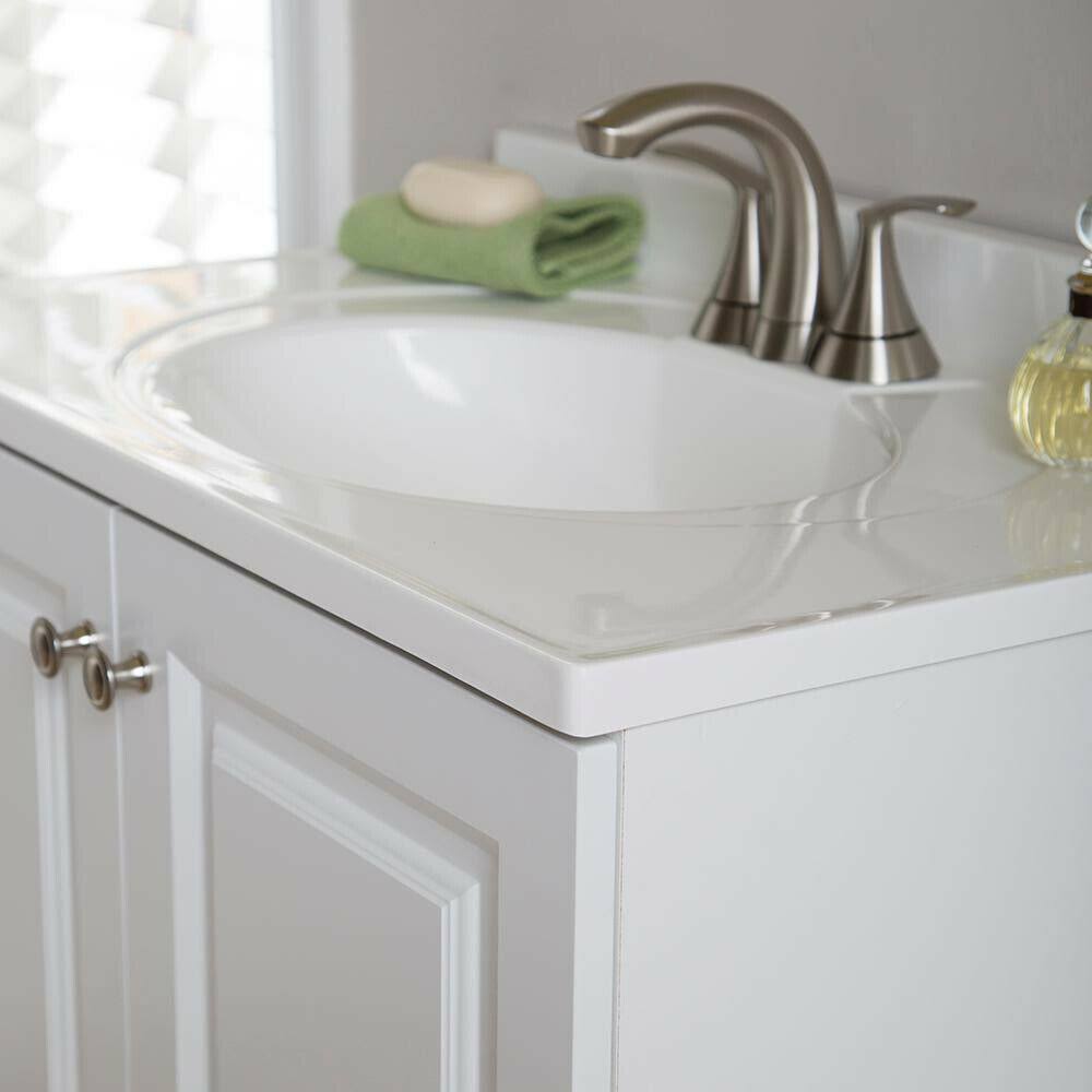 White Bath Vanity with Cultured Marble Vanity Top O325