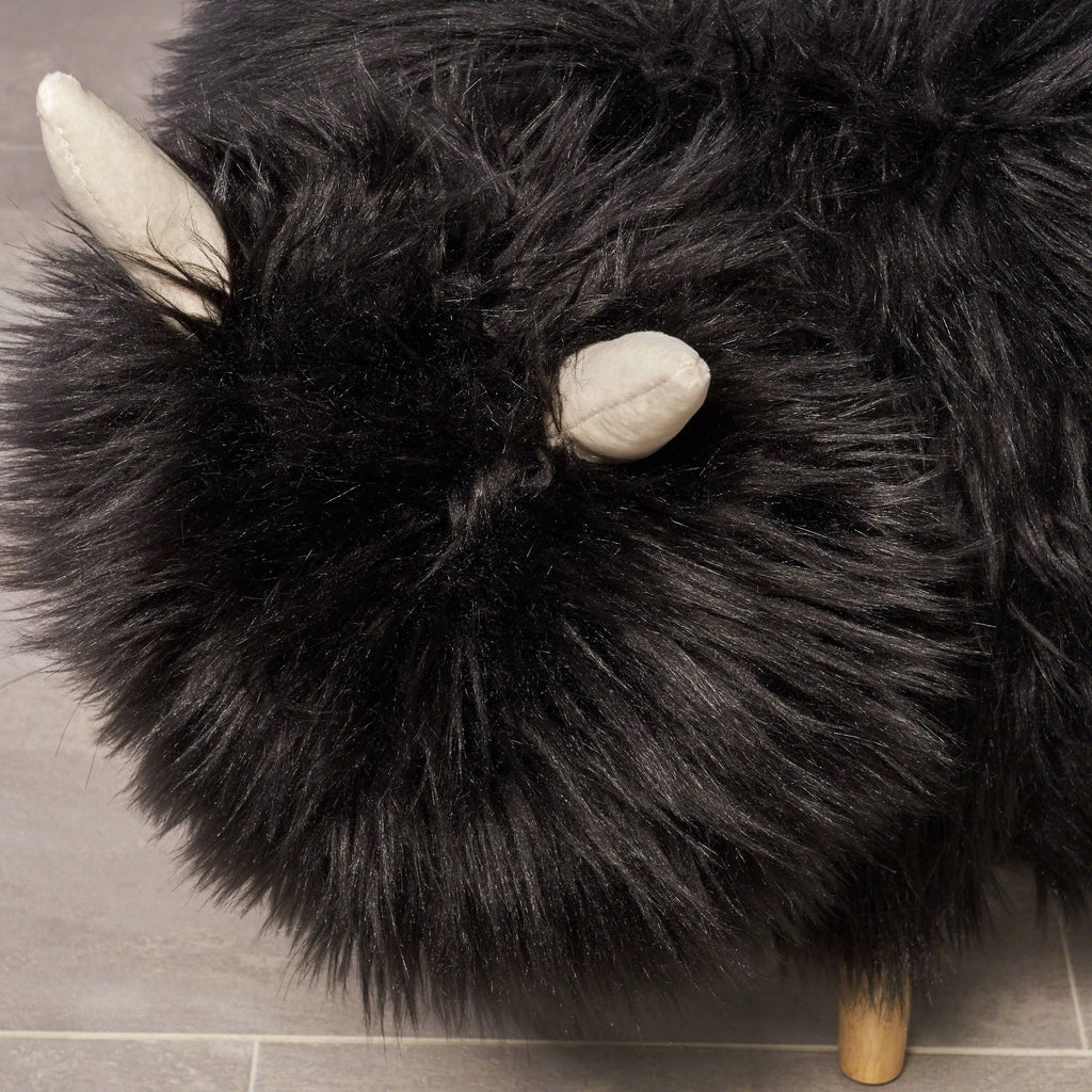 Black Furry Yak Ottoman Y687848