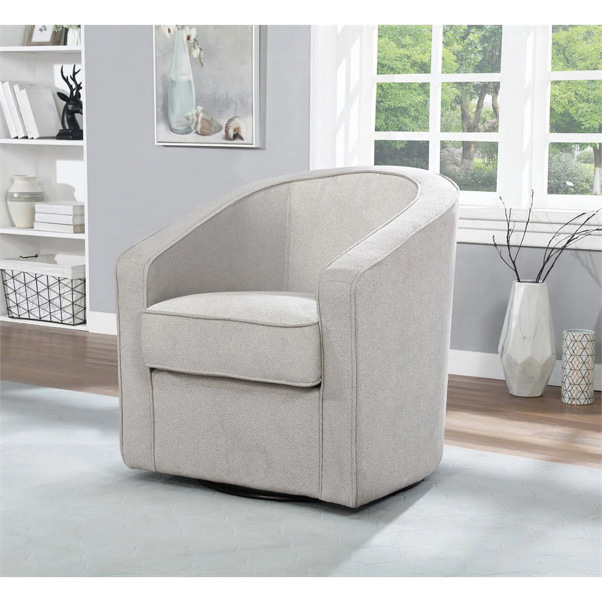 Gray Zig Zag Fabric Swivel Chair R6663