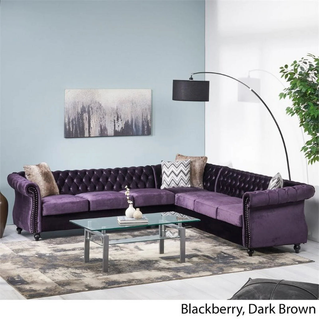 7 Seat Velvet Tufted Chesterfield Sectional B846654
