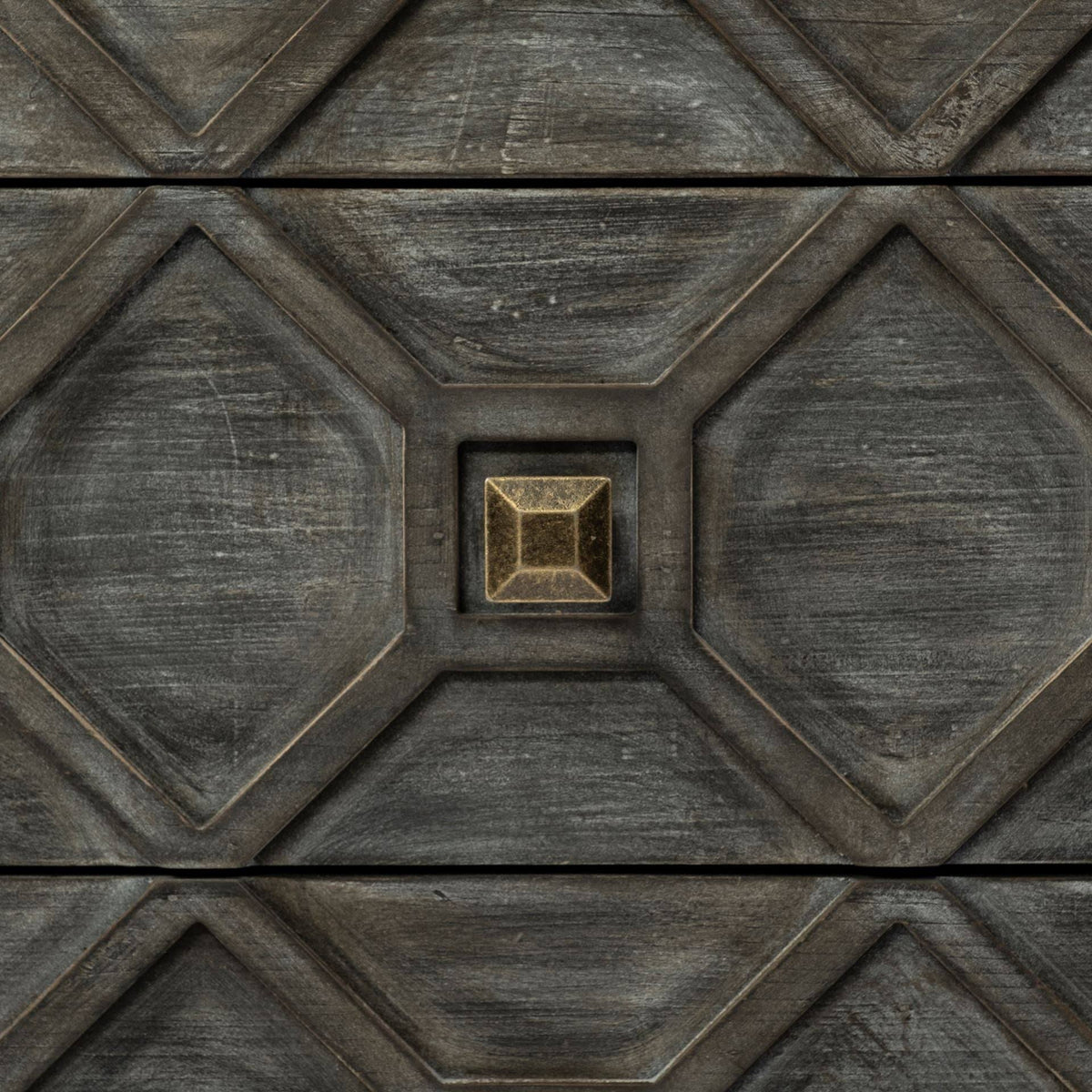 Solid Wood and Brass 3 Drawer Cabinet in Brown N510