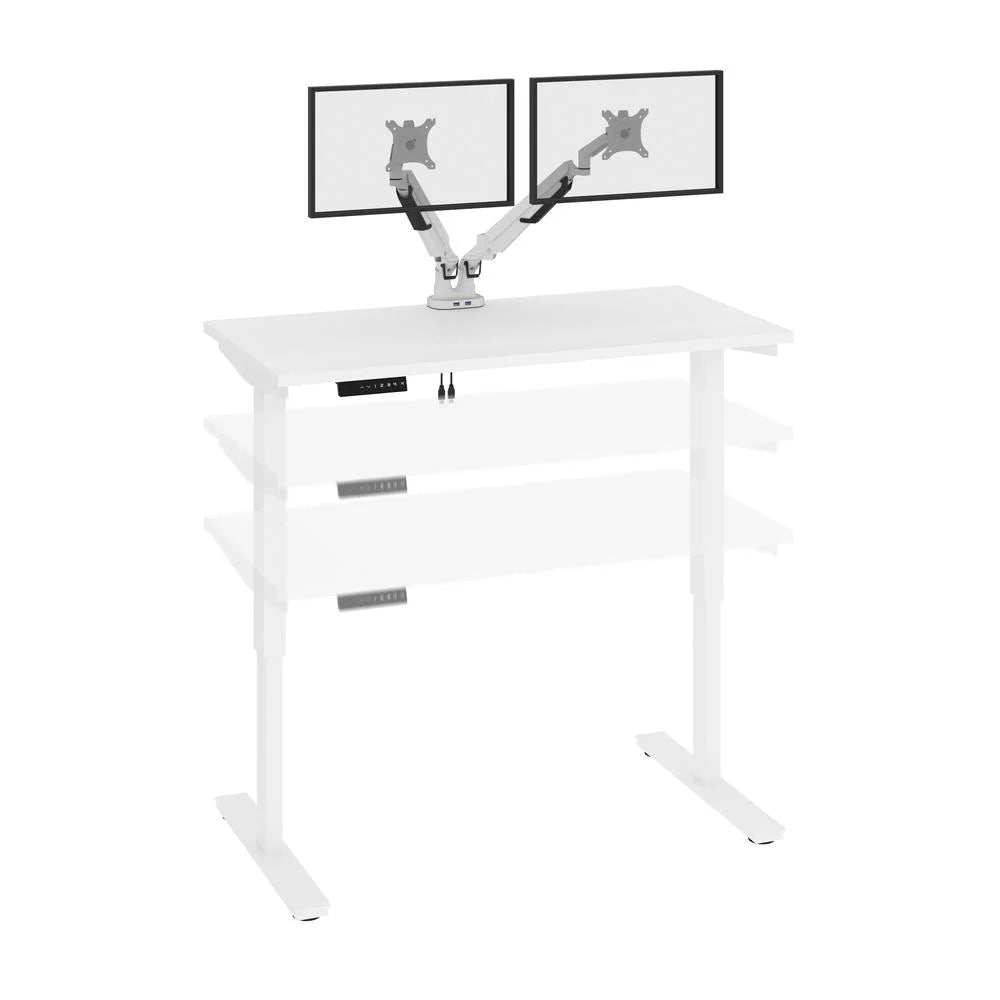 White Electric Standing Desk with Monitor Arms Y122429
