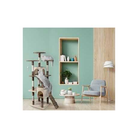 Beige Cat Tree Condo with Sisal Covered Posts Y32545