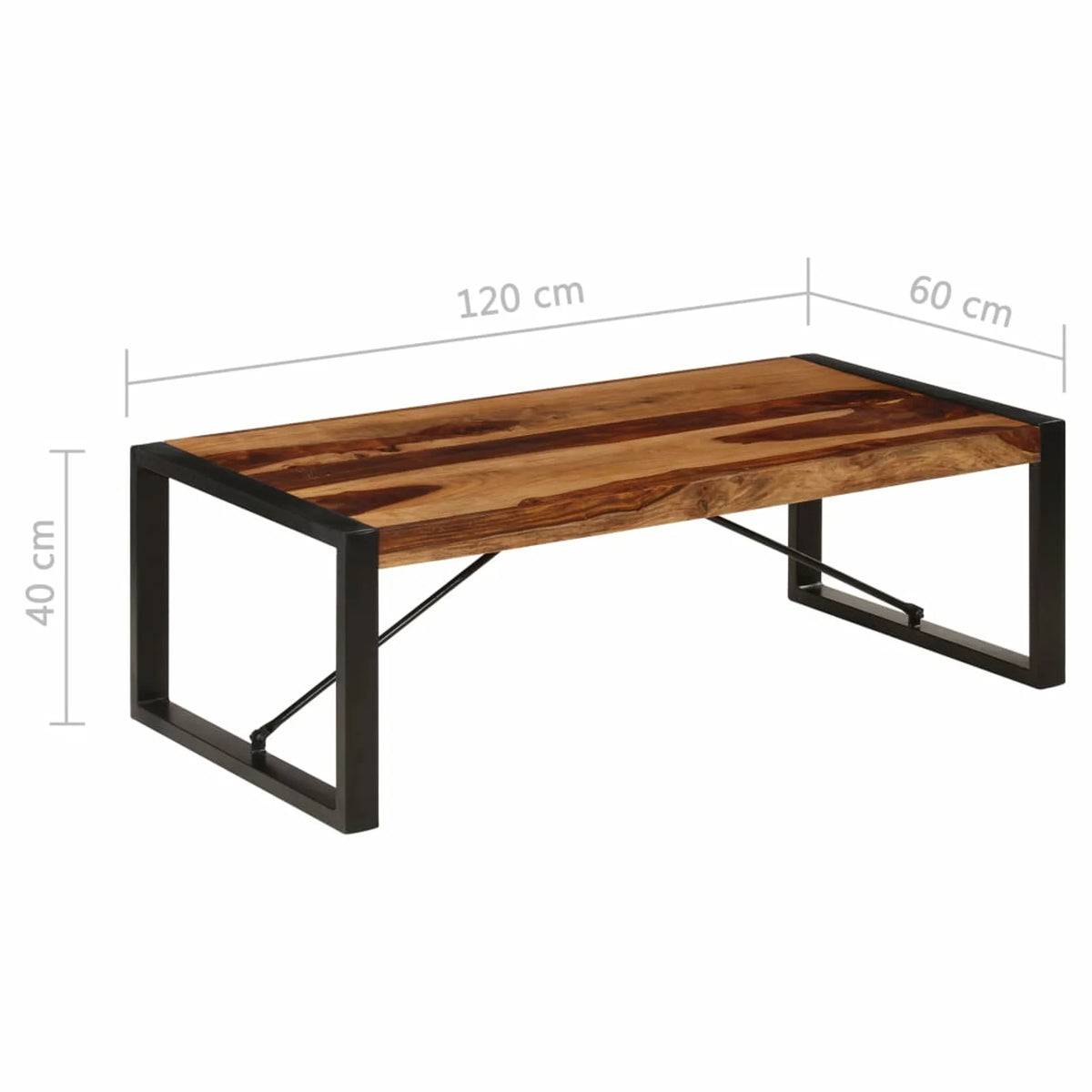 Sheesham Wood Coffee Table with Steel Legs U9907